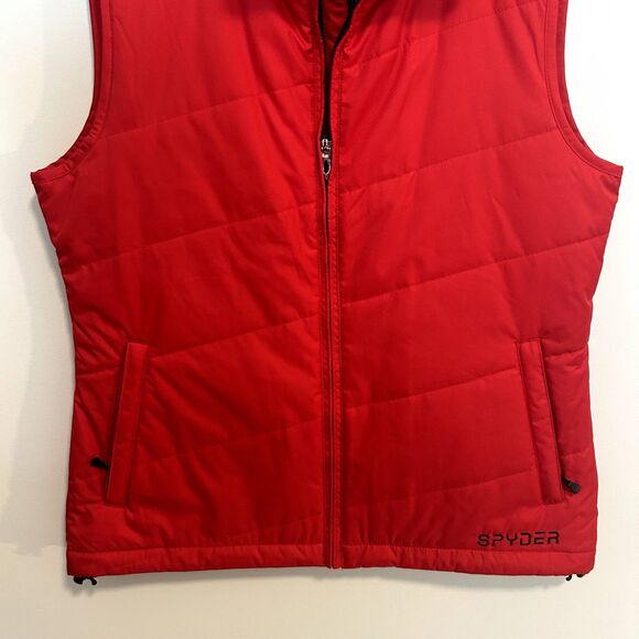 Spyder Ladies Vest Size 8 Full Zip-up Red Black Solid Casual Fall Winter Warm - Picture 3 of 16